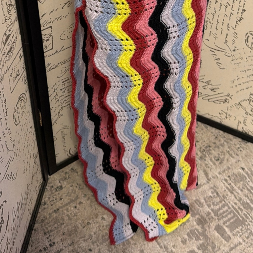 Multicolor Zigzag Patterned Crochet Maxi Skirt - image 6